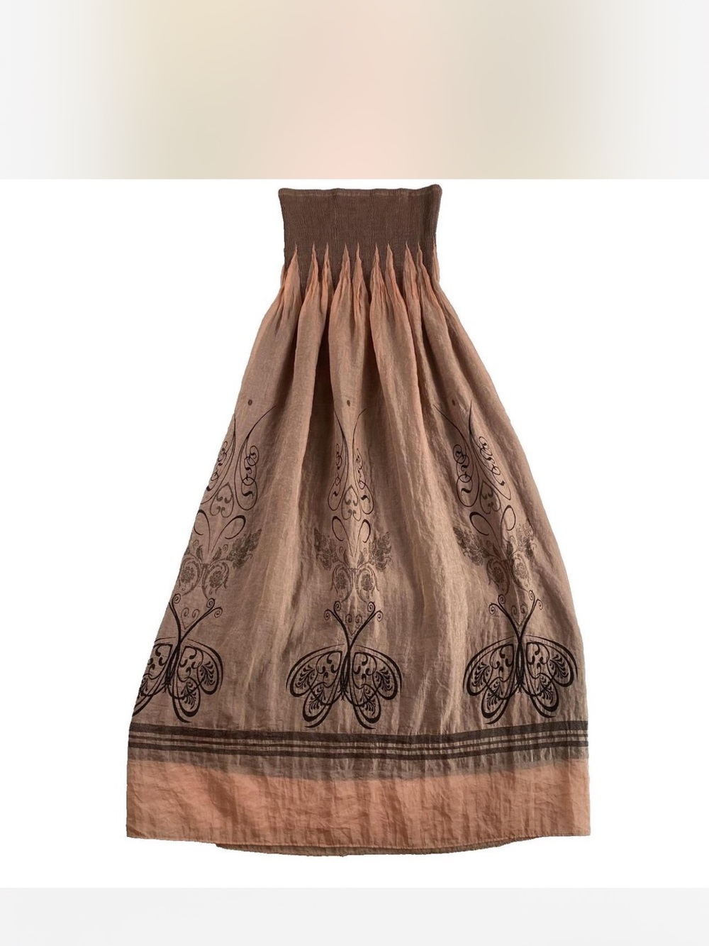 Lot of 2 Anthropologie lapis convertible smocked maxi skirts pre owned - Picture 2 of 8